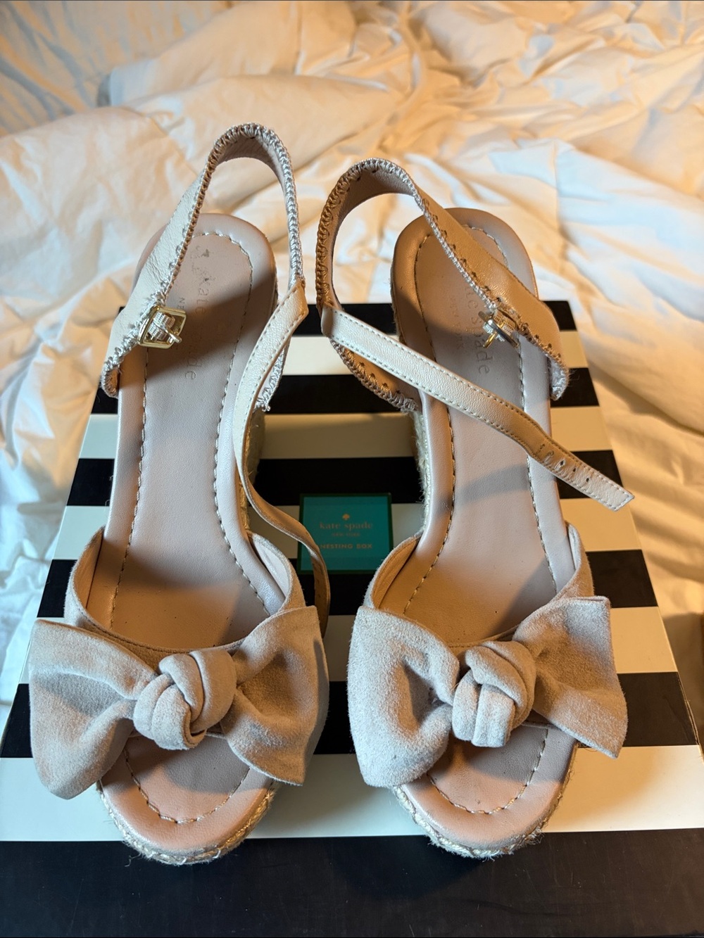 kate spade Beige Knot Bow Slingback Sandals 7